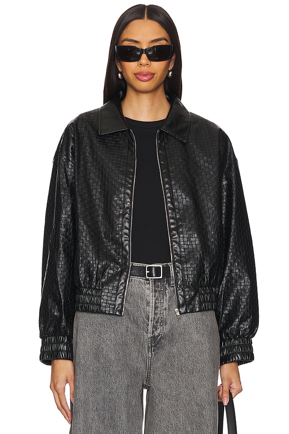 Image 1 of Alia Faux Leather Jacket in Black