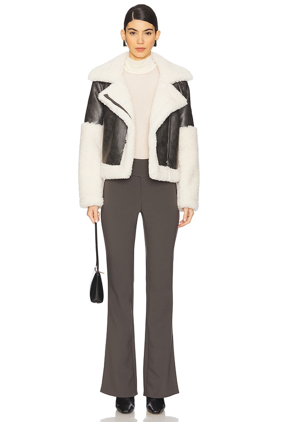 Superdown Ximena Faux Fur Jacket In Grey & Cream