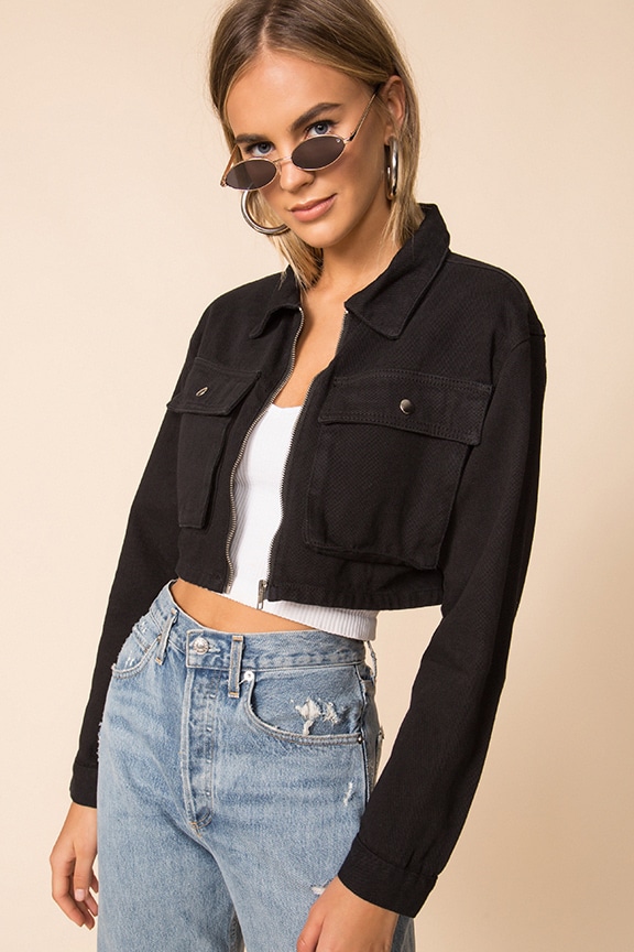 Image 1 of Mona Zip Front Jacket in Black