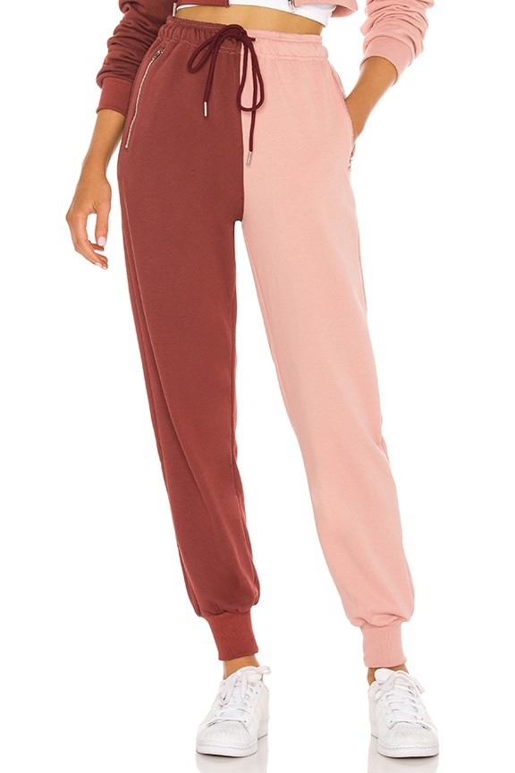 Image 1 of Renna Two Tone Sweatpants in Pink & Red