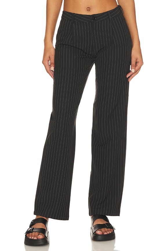 Image 1 of Angie Low Rise Pant in Black Stripe
