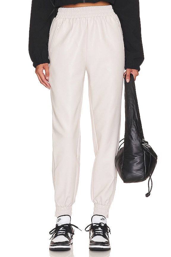 Image 1 of Rinah Leather Jogger Pant in Bone