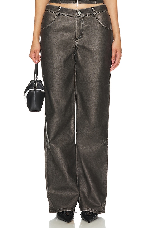 Image 1 of Rachel Faux Leather Pant in Distressed Black