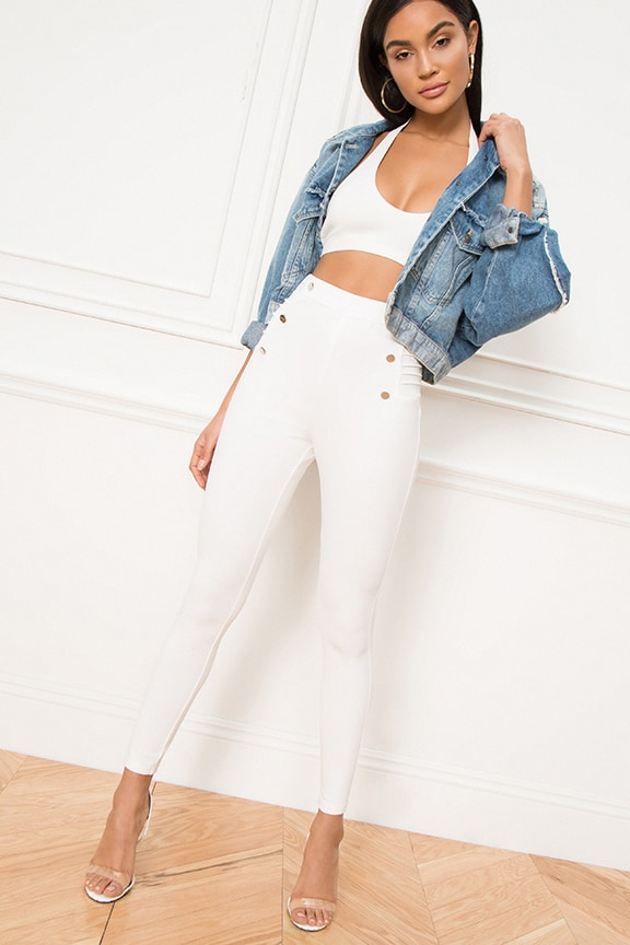 Image 1 of Sadie Side Button Pant in White