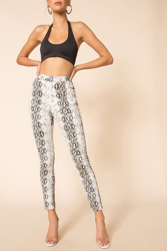Image 1 of Robyn Snake Print Pant in Black & White