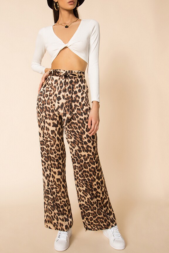 Image 1 of Tyra Waist Tie Pant in Leopard