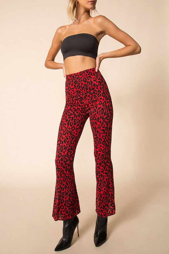 Image 1 of Kendall Kick Flare Pants in Red Leopard