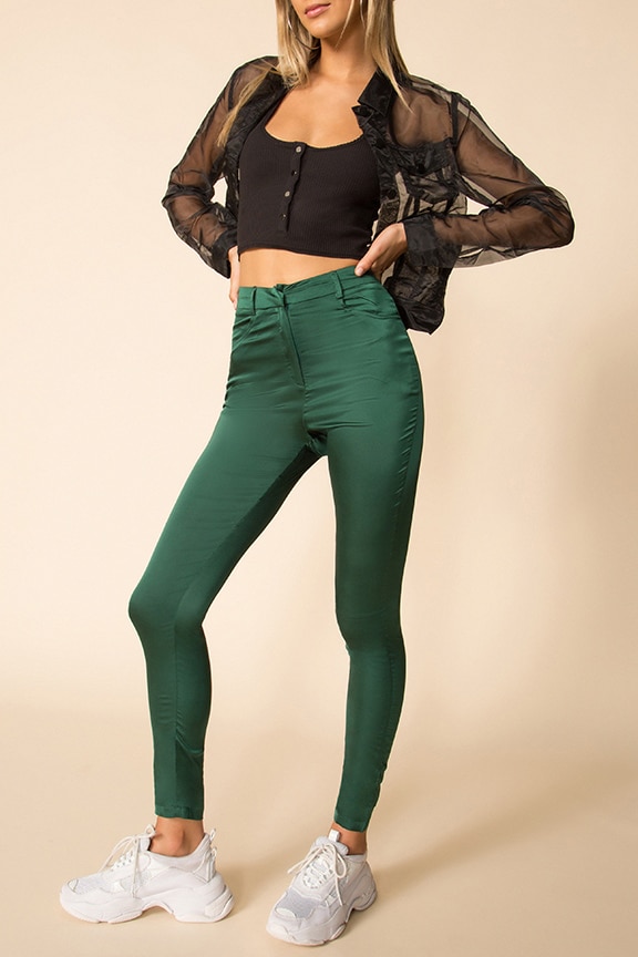 Image 1 of Gretchen High Waisted Pant in Emerald Green