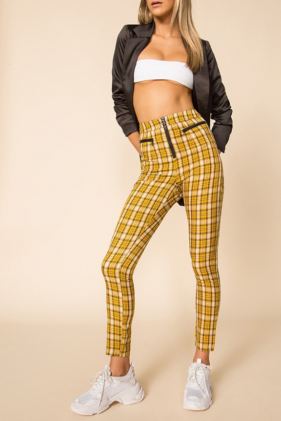 Hot Topic | Pants & Jumpsuits | Hot Topic Yellow Plaid Pants Large Trousers  Stretch Womens Punk Goth Clueless | Poshmark