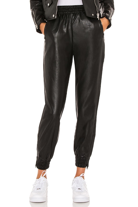 Image 1 of Rinah Faux Leather Jogger Pant in Black