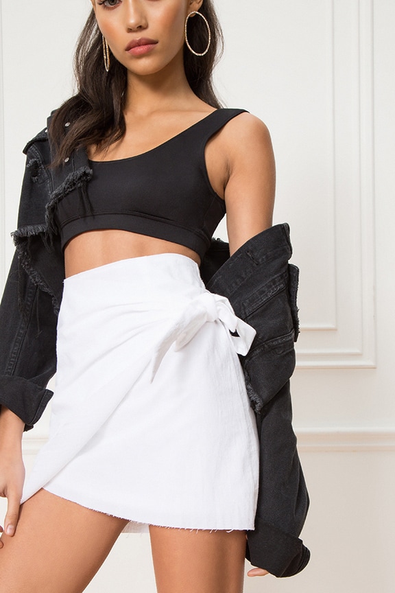 Image 1 of Aaliyah Wrap Mini Skirt in White