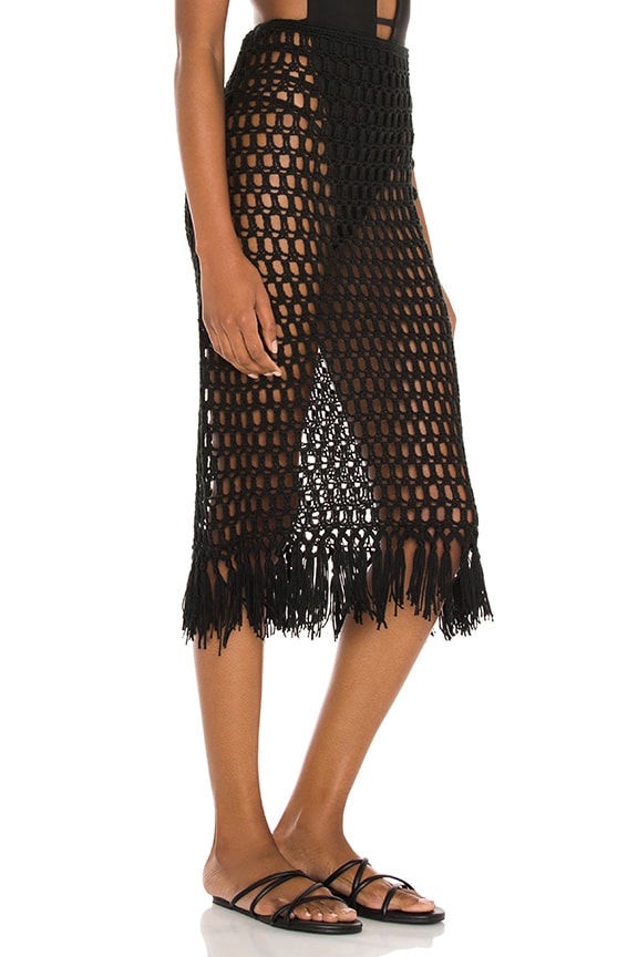 Shop Superdown Misty Crochet Midi Skirt In Black