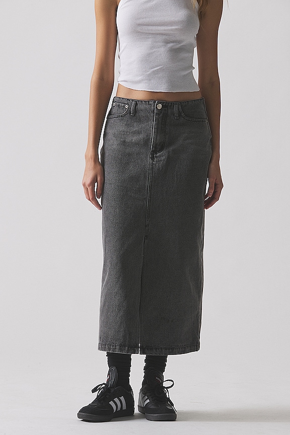 Image 1 of Denim Midi Skirt in Grey