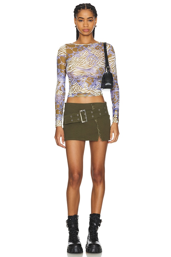 Superdown Cadha Belted Mini Skirt In Army Green