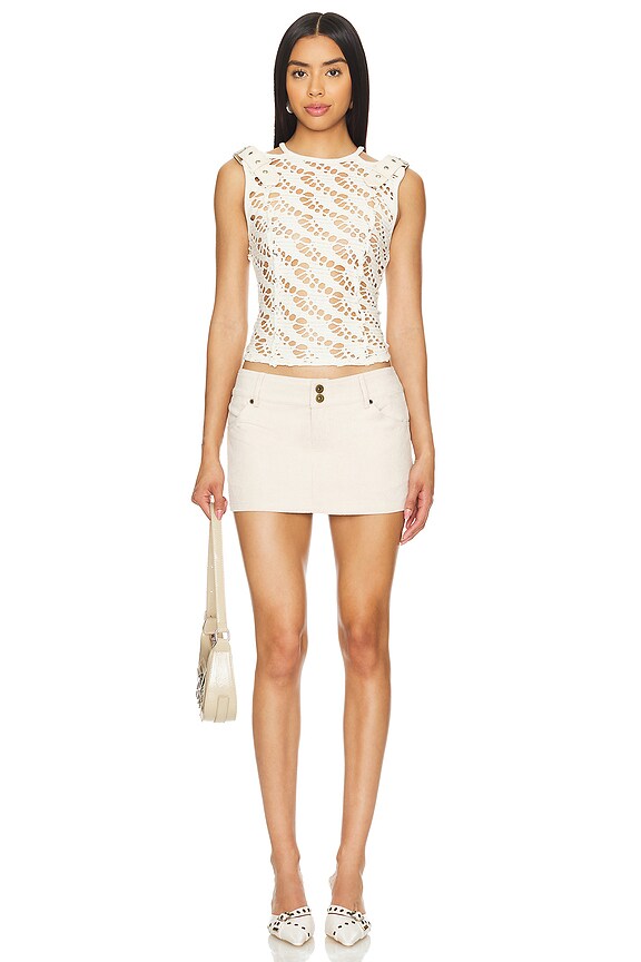 Superdown Casey Micro Mini Skirt In Cream