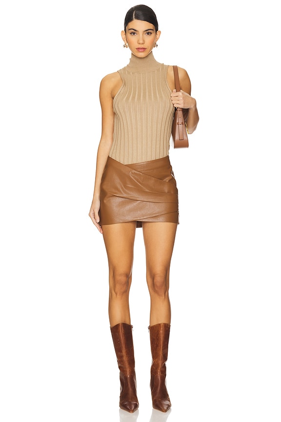 Superdown Evi Wrap Skirt In Chocolate