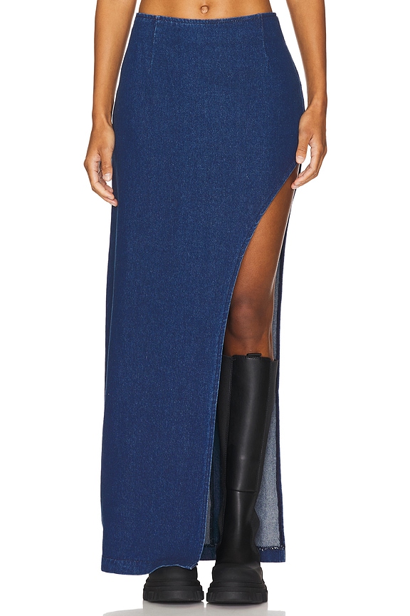 Image 1 of Tirza Maxi Skirt in Mid Blue Wash