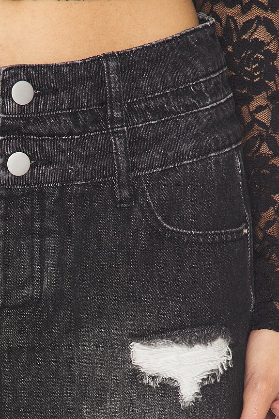Superdown Courtney Micro Mini Skirt In Washed Black