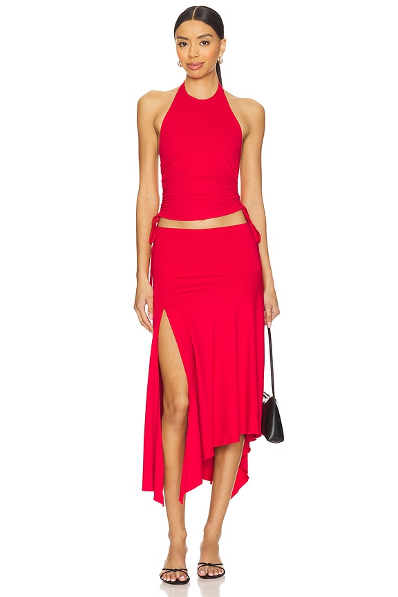 Shop Superdown Jaqualina Midi Skirt In Red