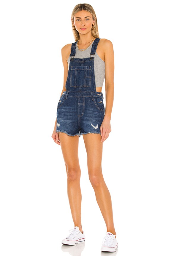 Image 1 of Missy Denim Shortall in Mid Wash Blue