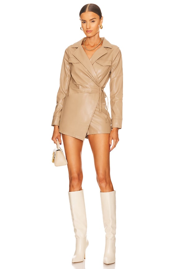 Image 1 of Chantel Leather Romper in Nude