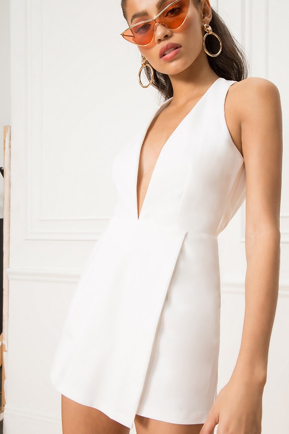 Image 1 of Lou Open Back Romper in Ivory