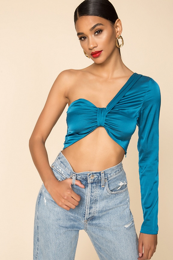 Image 1 of Rayna One Sleeve Top in Blue