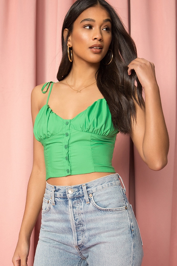 Image 1 of Laura Button up Top in Green