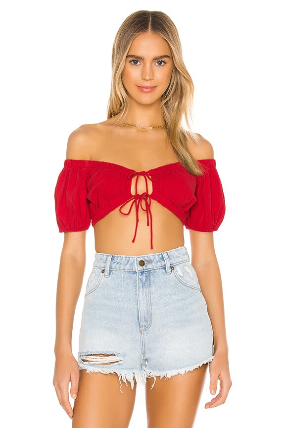 Image 1 of Lennie Tie Front Top in Red
