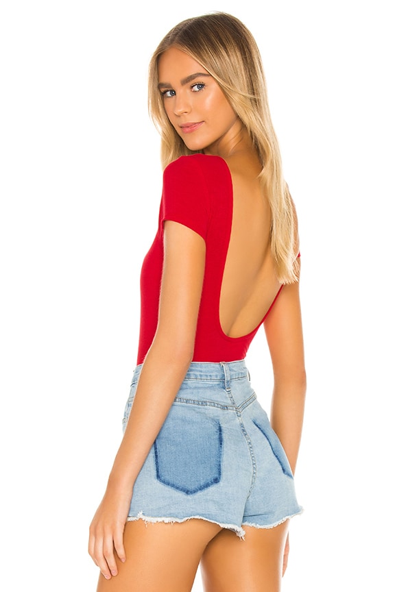 Image 1 of Kara Scoop Back Bodysuit in Red