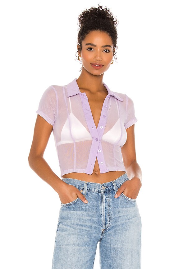 Image 1 of Dionne Button Up Top in Lavender