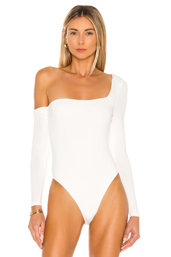 superdown Stasia Lace Bodysuit in White & Nude