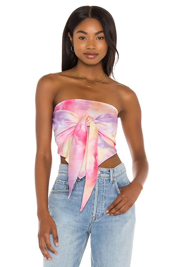 Image 1 of Tabitha Reversible Strapless Top in Pink Multi