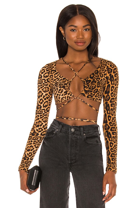 Image 1 of Mikaela Wrap Top in Leopard