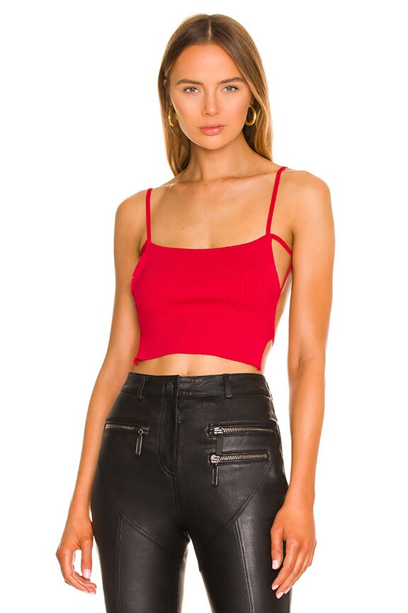 Image 1 of Lily Strappy Knit Top in Cherry Red