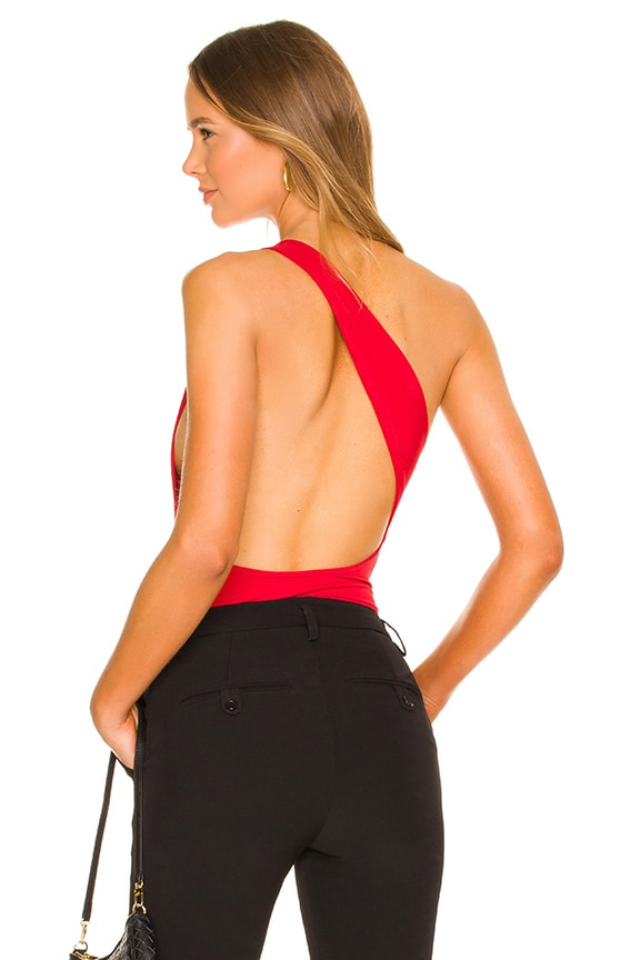 One-shoulder stretch-jersey bodysuit