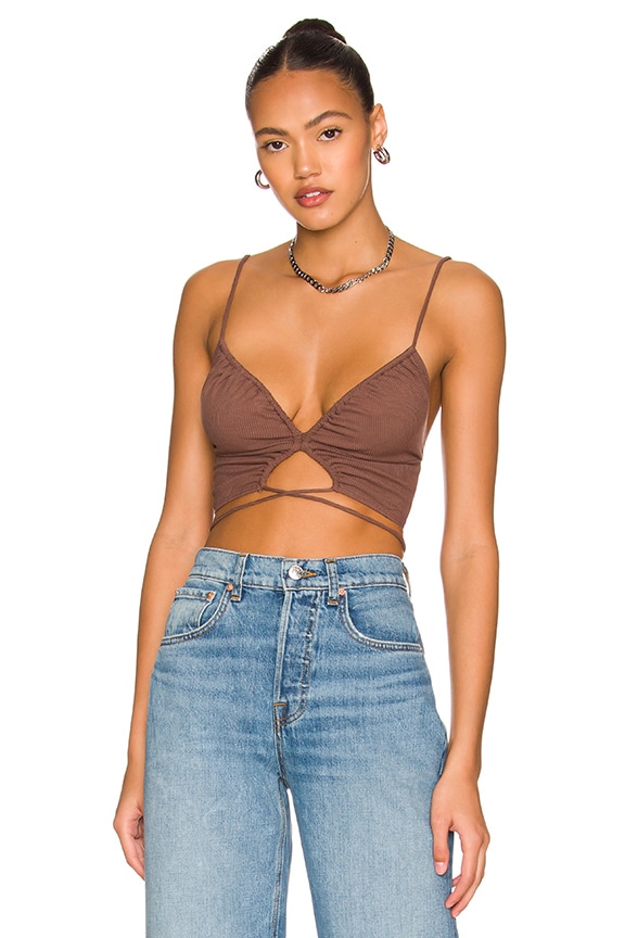 Image 1 of Daliah Ruched Cami Top in Brown