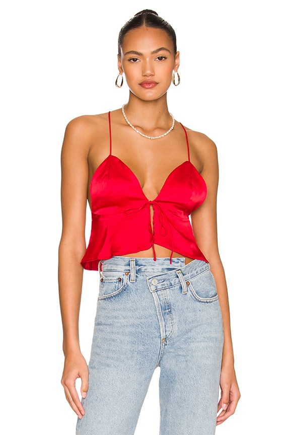 Image 1 of Isla Satin Top in Red