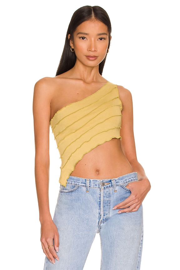 Image 1 of Sel One Shoulder Top in Matcha Green