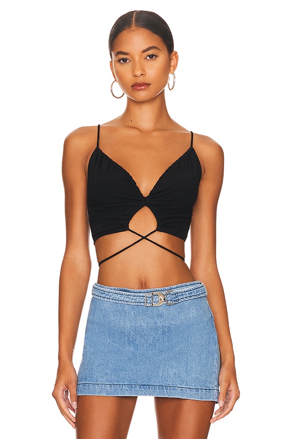 Image 1 of Daliah Ruched Cami Top in Black