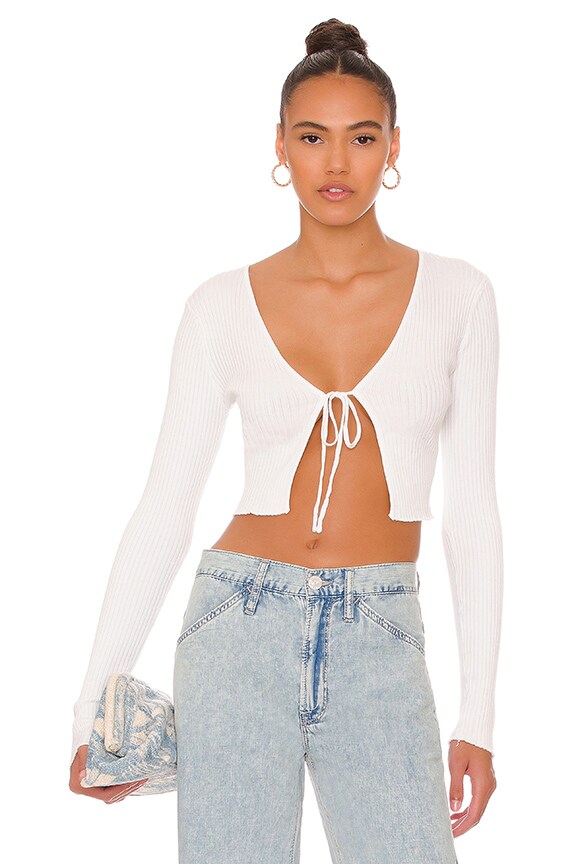 Image 1 of Sydney Tie Front Top in White