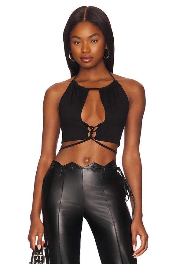 Image 1 of Emmy Lace Up Top in Black