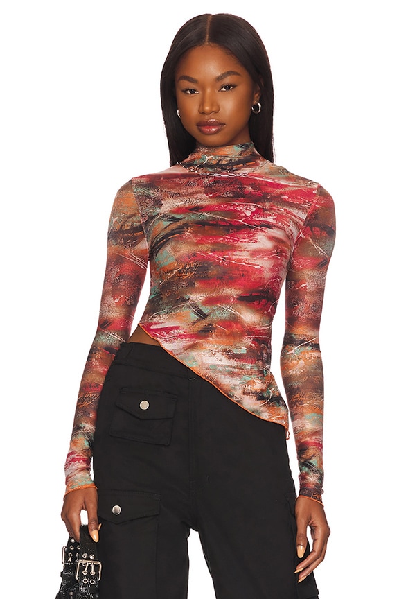 Image 1 of Maddison Mesh Top in Red Multi