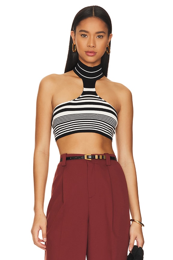 Shop Superdown Kiara Backless Crop Top In Black & White Stripe