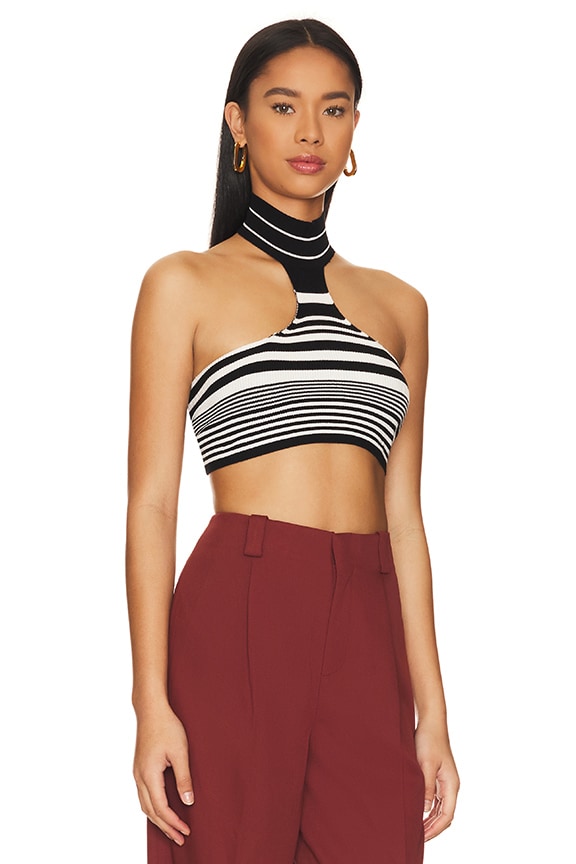 Black and White Backless Crop Top