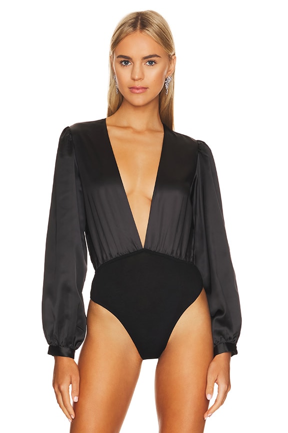 Shop Superdown Tammie Deep V Bodysuit In Black