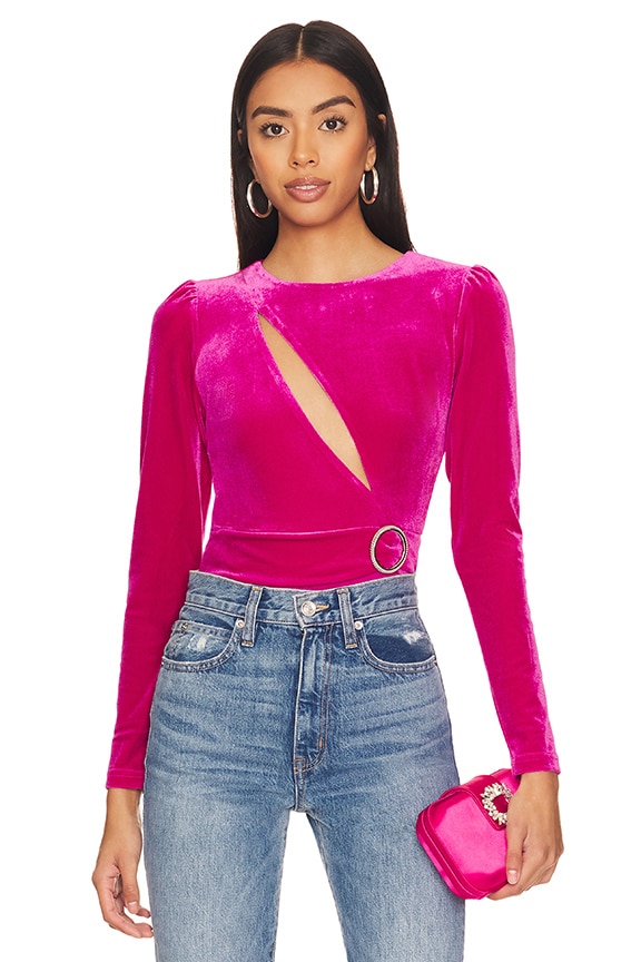 Image 1 of Charlotte Cut Out Bodysuit in Hot Pink