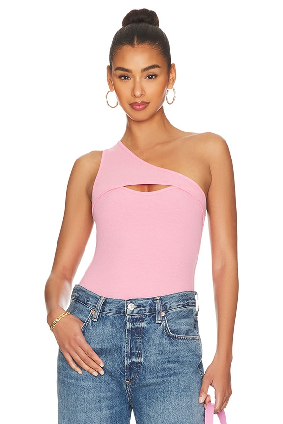 Image 1 of Sadra One Shoulder Bodysuit in Pink