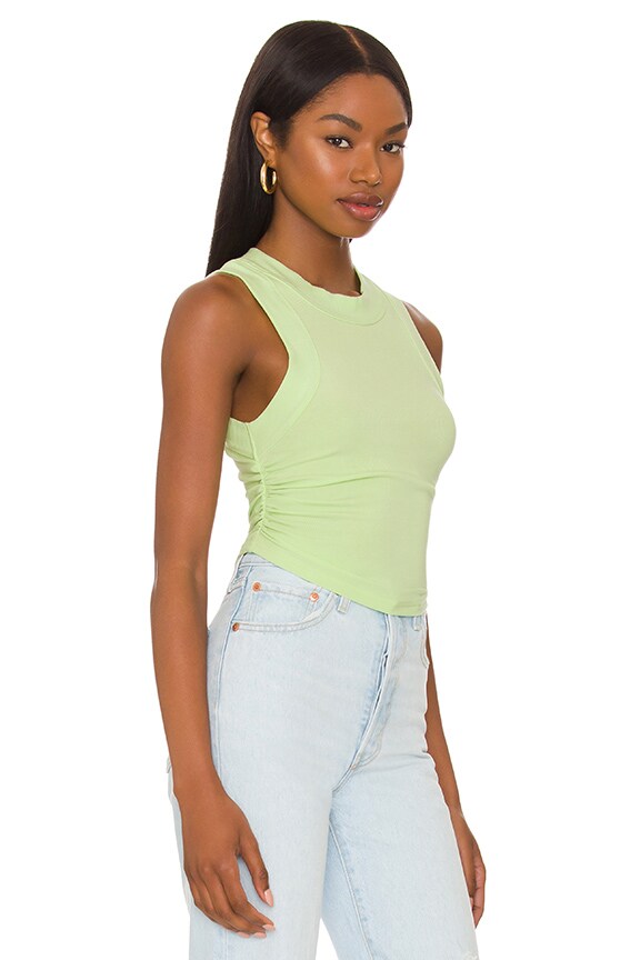Shop Superdown Leah Ruched Rib Tank In Lime