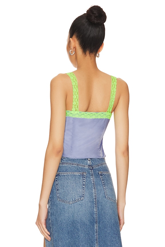 Shop Superdown Adele Lace Up Cami Top In Blue & Green